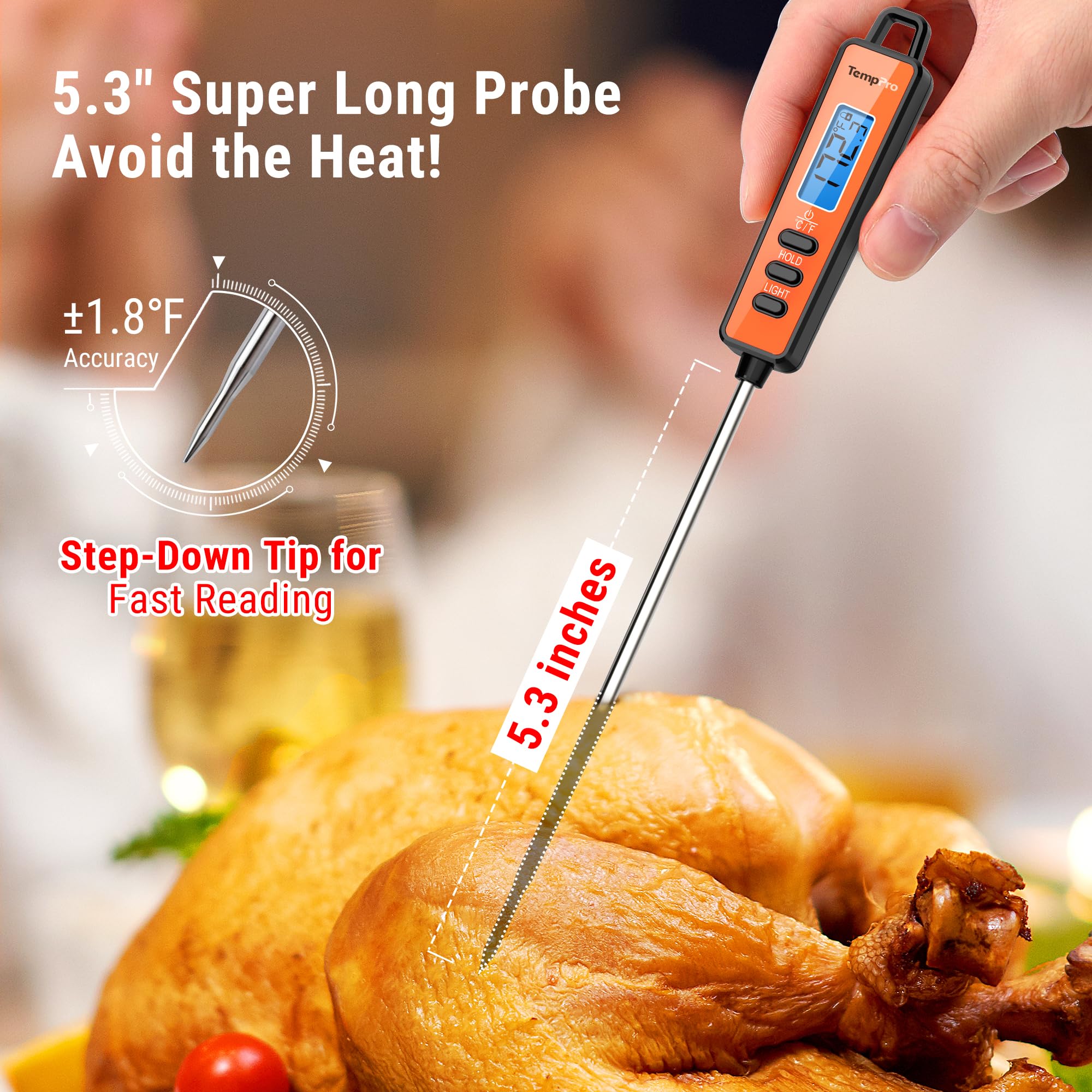 Frituurthermometer, Roestvrijstalen Keukenthermometer, Direct Frituurthermometer, Roestvrijstalen Keukenthermometer, Direct