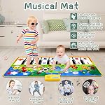 M SANMERSEN Piano Mat, 53'' x 23'' Musical Toys for Toddlers, Green Animal Theme, Electronic Keyboard, Piano Dance Mat, 16 Keys, 8 Animal Sounds & 8 Demo Melodies