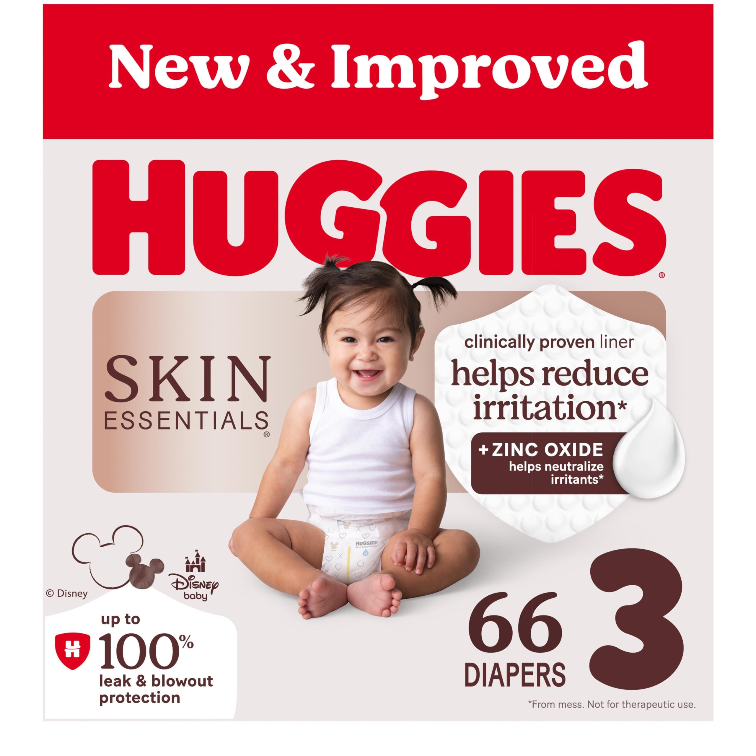 Photo 1 of Huggies Size 3 Diapers, Skin Essentials Baby Diapers, Size 3 (16-28 lbs), 66 Count, Packaging May Vary