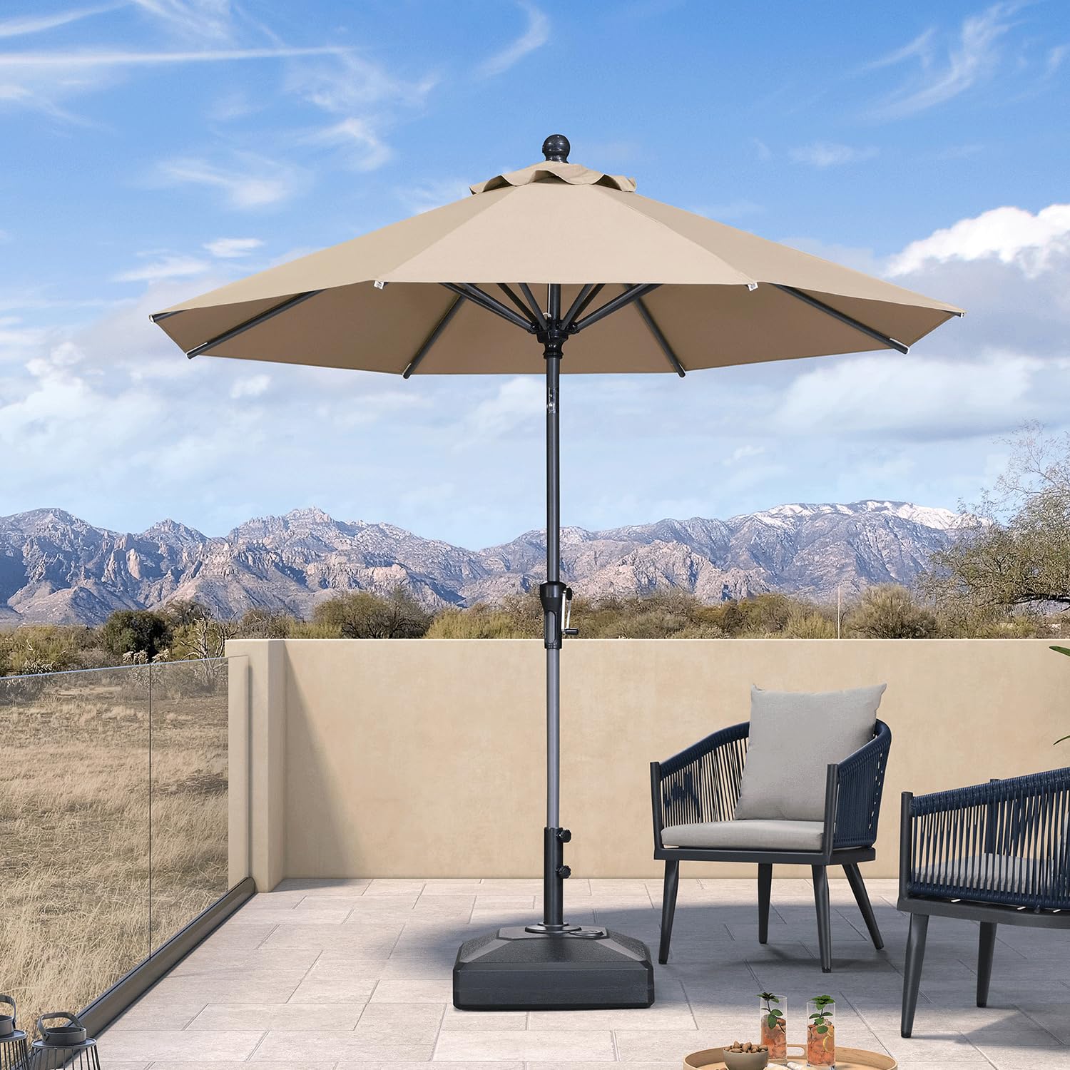 PURPLE LEAF 8 Foot Round Patio Umbrella