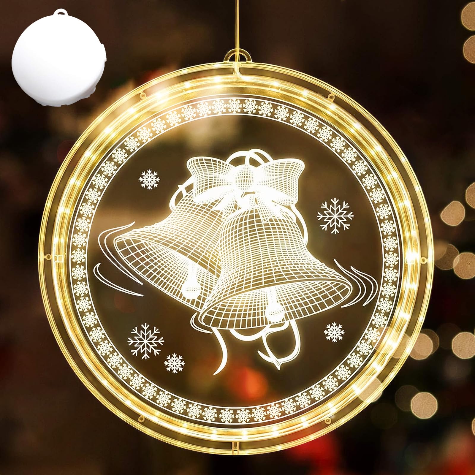DAZZTIME Luz de Ventana Decorativa de Navidad,3D Colgantes de Navidad Interior,Luz Colgantes Navidad,para Decoración Ventanas Fiestas Navideñas Interiores Exteriores,se Pueden Pegar y Colgar
