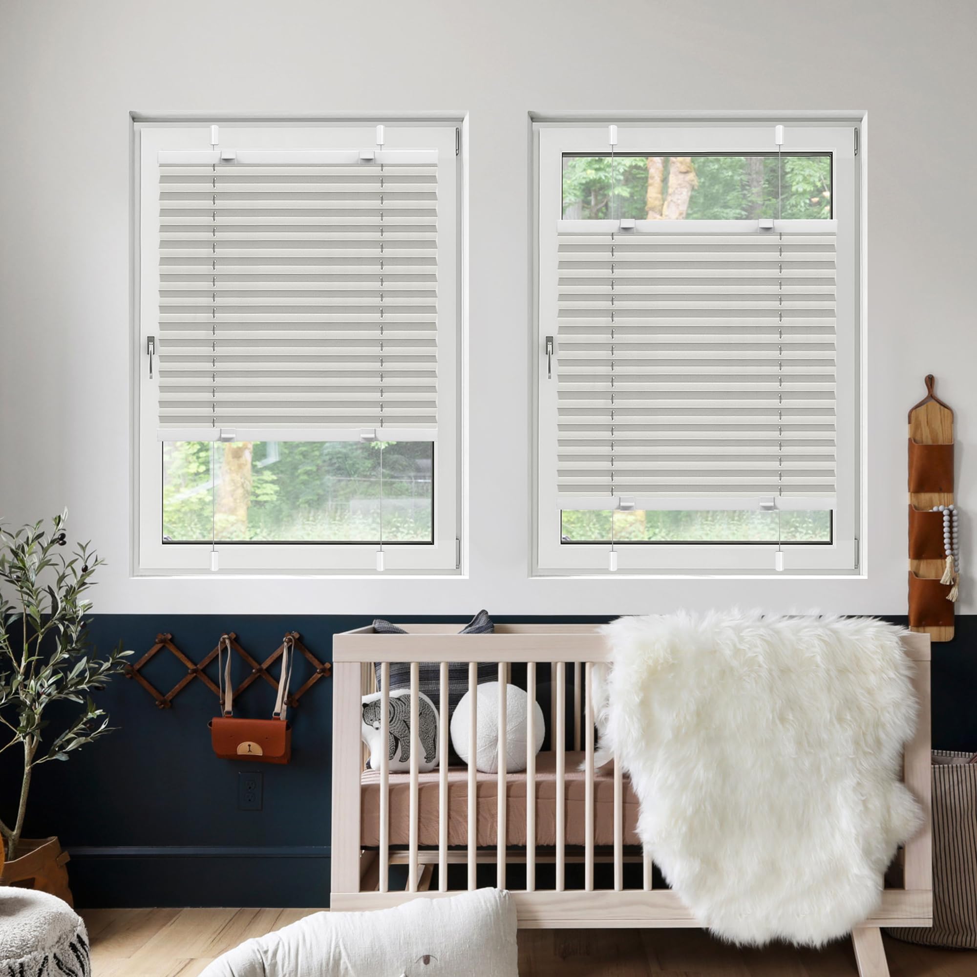 Victoria M. Easyfix Plissee Faltrollo ohne Bohren Plisseeanlage Klemmfix mit Klemmträger für Fenster und Türen, Größe: 110 x 150 cm, Farbe: Grau
