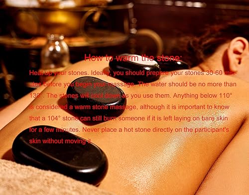 Miniatura 3 de Juego de 6 piedras de masaje caliente con basalto natural, cálidas, para masaje de spa, 2.36 x 3.14 pulgadas (2.4 x 3.1 in), 2