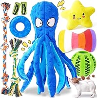 KIPRITII 9-Pack Squeaky Octopus Puppy Toys for Small Dogs - No Stuffing Interactive Chew Toys for Teething & Busy Play