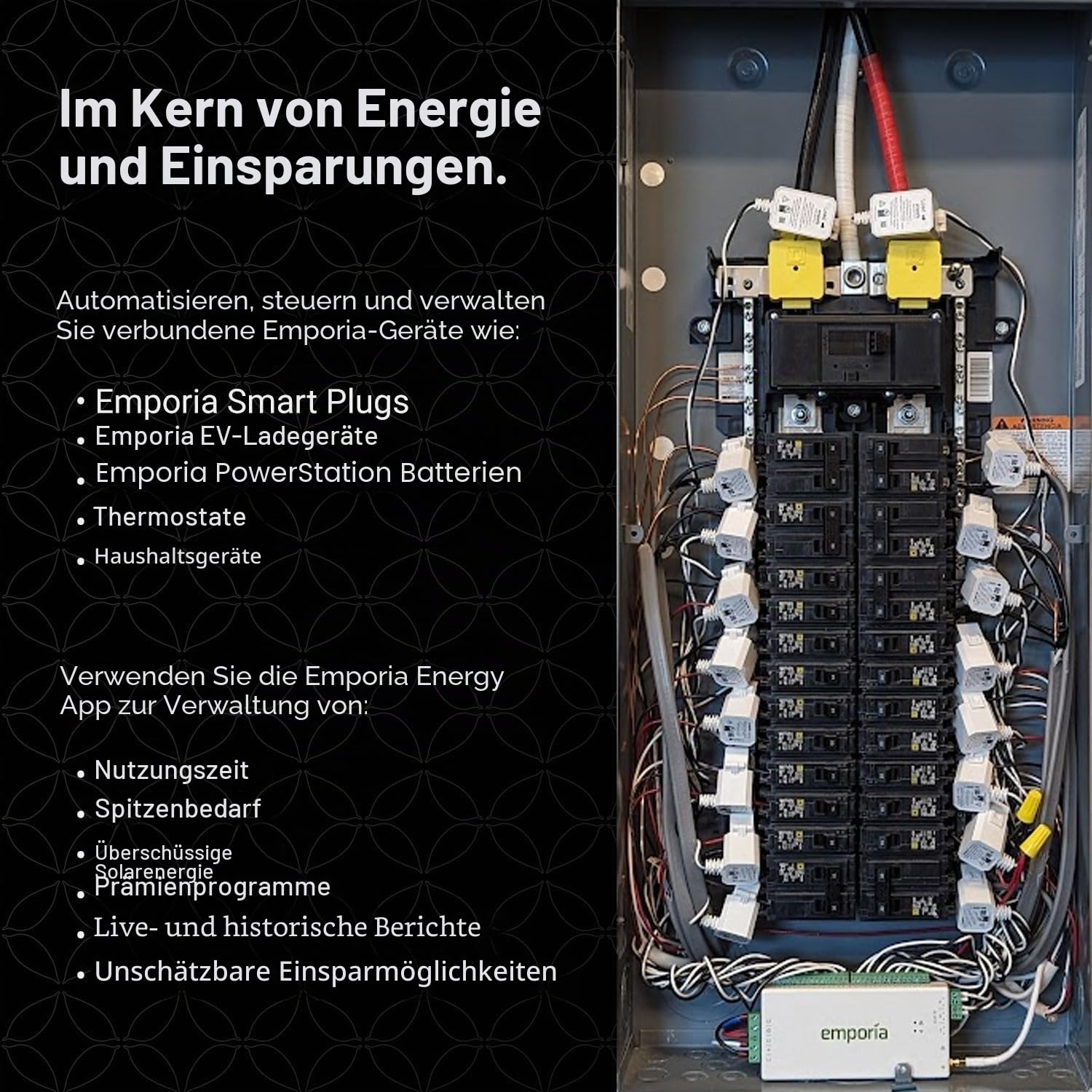 Emporia Vue 3 3-Phasen Smart Home Energy Monitor – Gerät zur Haus- und Gebäudeautomatisierung mit Echtzeit-Stromverbrauchsanzeige, Energiezähler, Solar- und Net-Metering mit 16 Stromkreissensoren