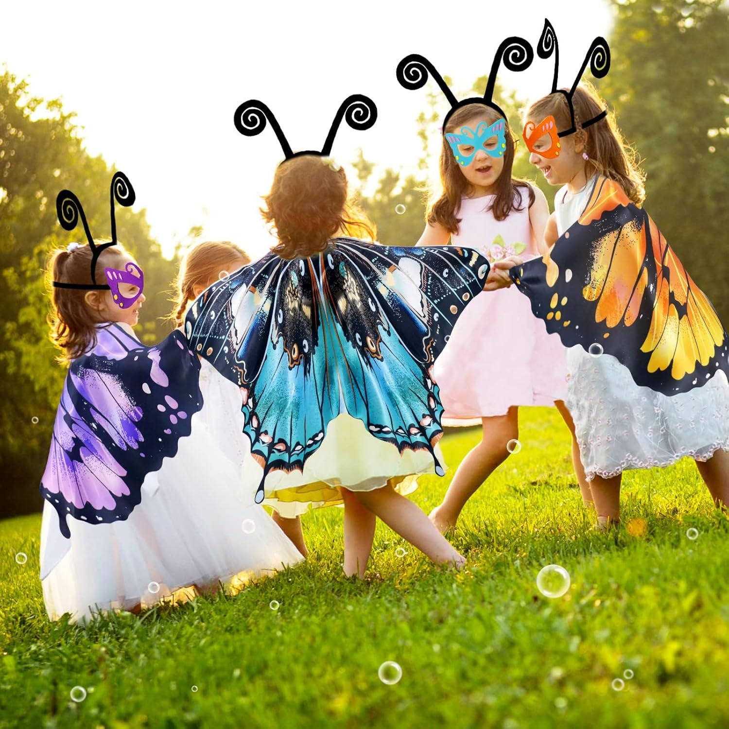 Kids Butterfly-Wings Costume for Girls Fairy-Wings Toddler-Dress-Up Headband-Mask Butterfly Toys Christmas Gifts - Image 2