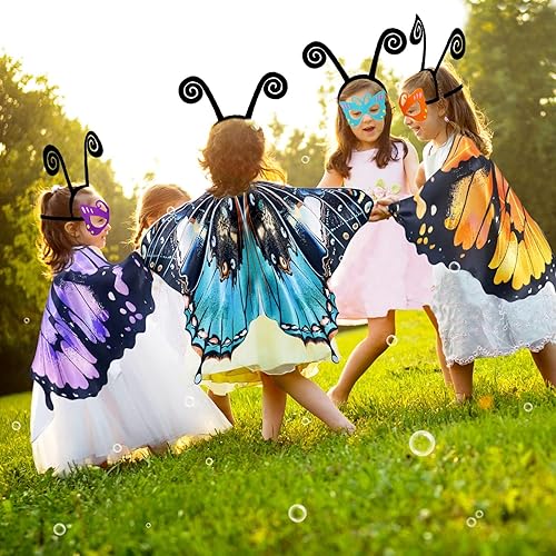 Miniatura 3 de Disfraz de alas de mariposa para niñas, alas de hada, diadema, máscara de mariposa, juguetes de fiesta, regalos