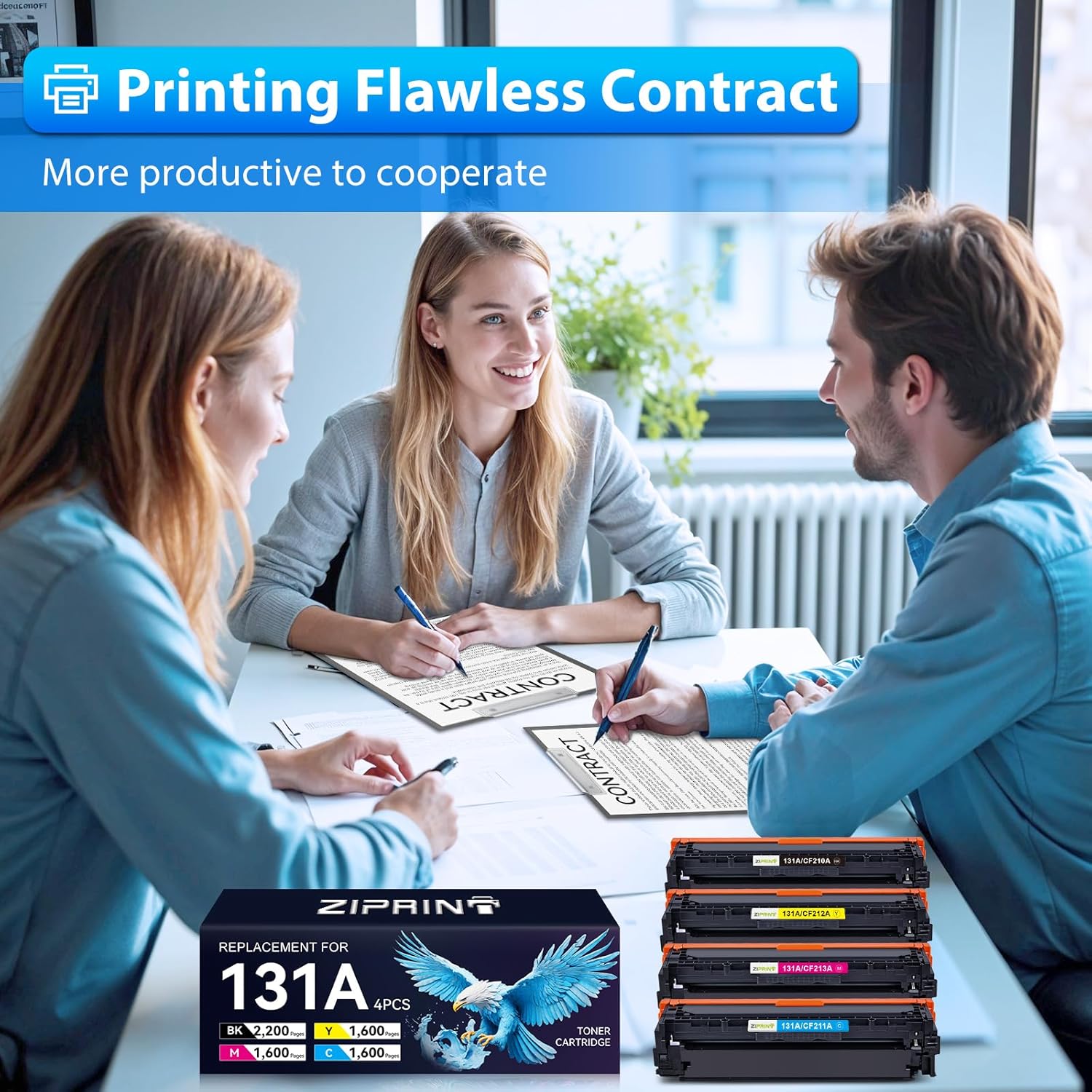 ZIPRINT 131A Toner Cartridge 4 Pack Compatible for HP 131X 131 CF210A CF211A CF212A CF213A Black Cyan Yellow Replacement for Hp LaserJet Pro 200 Color MFP M276nw Toner Cartridges M276n M251n M251nw