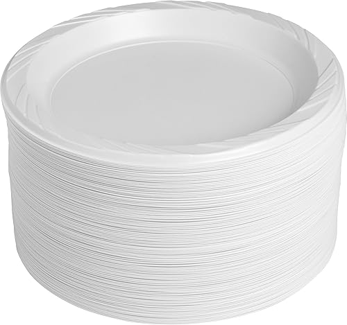 Miniatura 3 de Genuine Joe Platos blancos de plástico reutilizables, 9 pulgadas (paquete de 500)