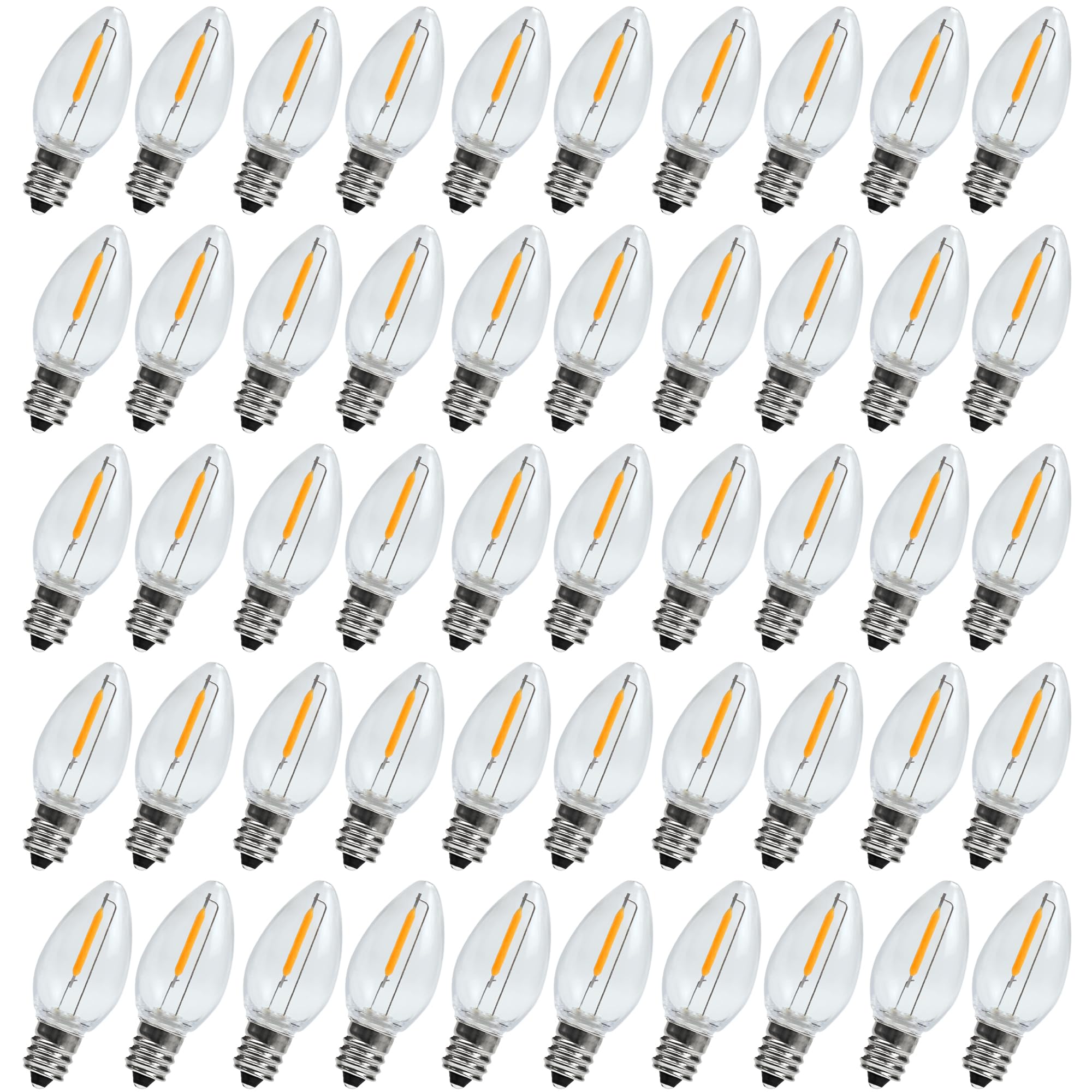 50 Pack C7 LED Night Light Bulbs C7 LED Replacement Light Bulb for Christmas String Light 0 6