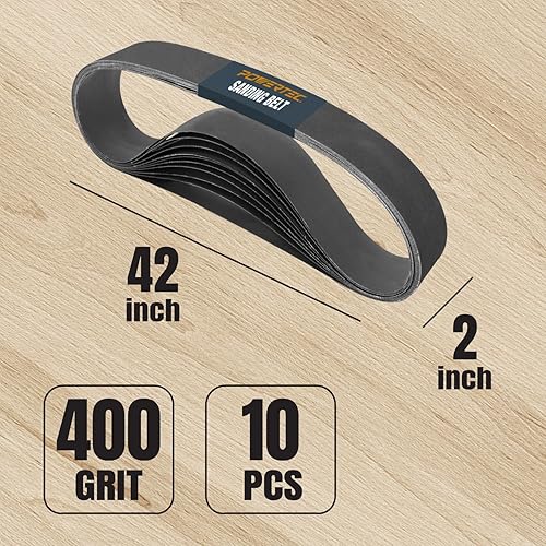 Miniatura 9 de POWERTEC 424215A Cinturón de lijado de óxido de aluminio de grano 150 de 2 pulgadas x 42 pulgadas, paquete de 10