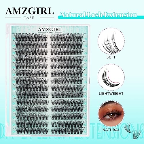 Miniatura 5 de AMZGIRL - 84 pestañas en racimo de pestañas individuales naturales que parecen extensiones de pestañas finas en racimo CD, extensiones de pestañas
