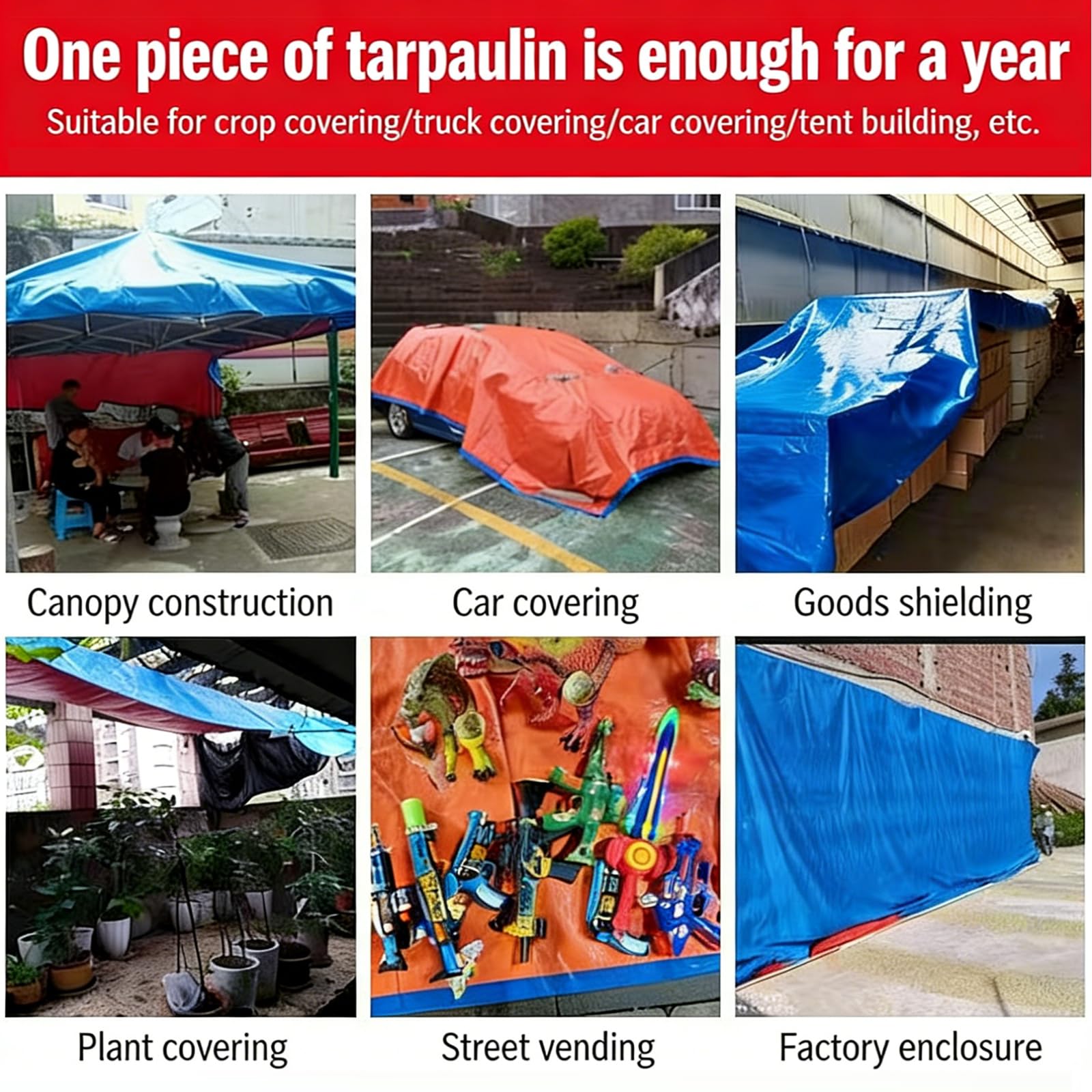 Tarpaulin Wodoodporny Heavy Duty Tarp Sheet Cover Mesh Net Shade Cloth Ochrona przed promieniowaniem UV odporna na rożdę Eco-for Greenhouse Garden Outdoor Patio Chicken Coop,Blue-4 * 5m