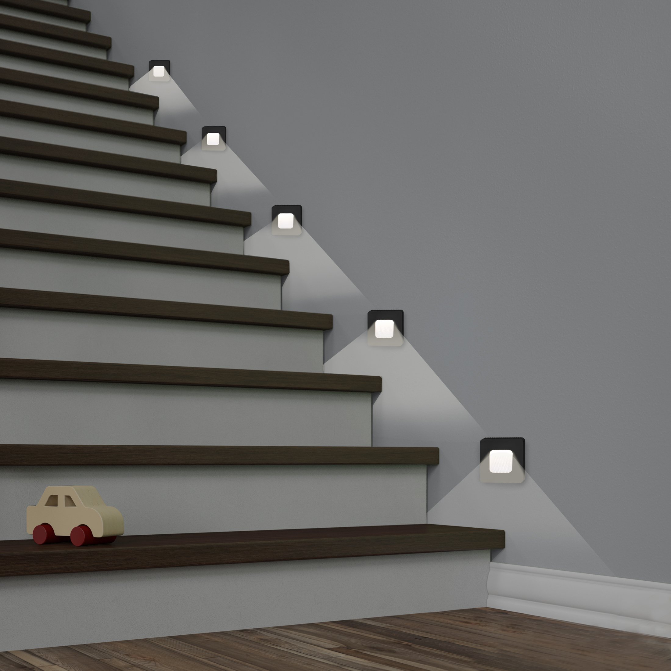 SSC-LUXon - Lampada da parete a LED, 5 pezzi, con alimentatore di rete integrato da 1 W, bianco caldo, per barattoli Ø 60 mm, 5 faretti da parete nero