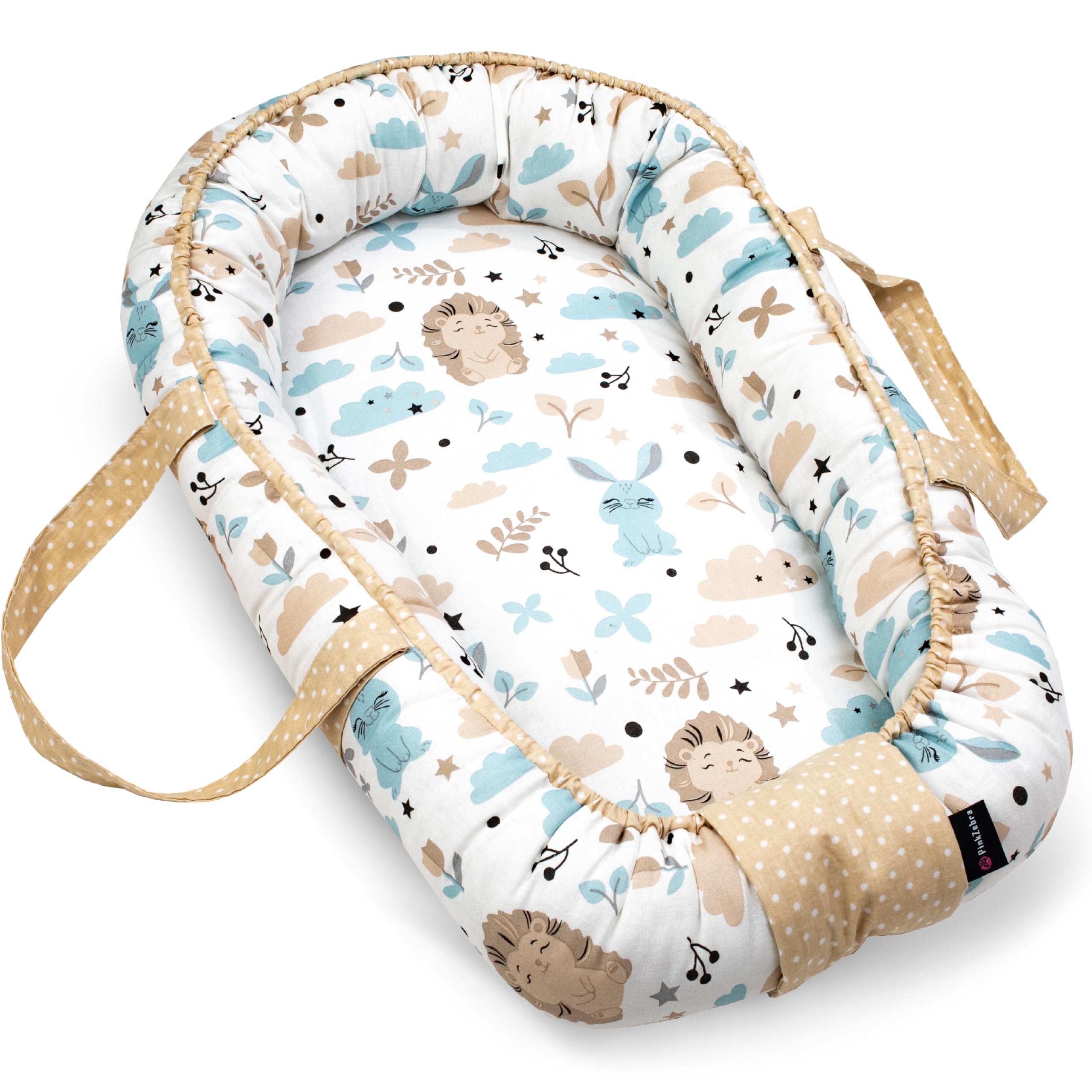 PinkZebra Tragetasche,2 in 1 Tragetasche, Tragenest Kokon aus Baumwolle, Igel und Freunde