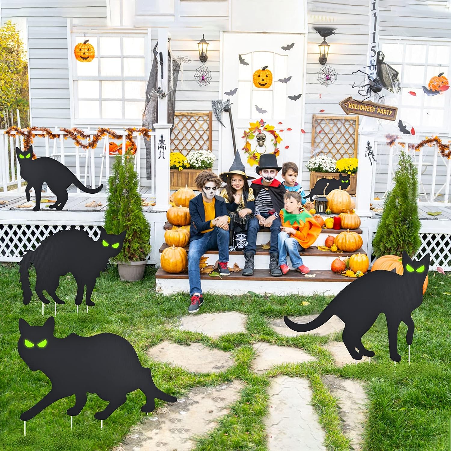 VAPCUFF Halloween Decorations, 3Pcs Black Cat Decor Halloween Decorations Clearance Halloween Yard Decorations Halloween Outdoor Decorations Scary Halloween Decorations - Halloween Decor