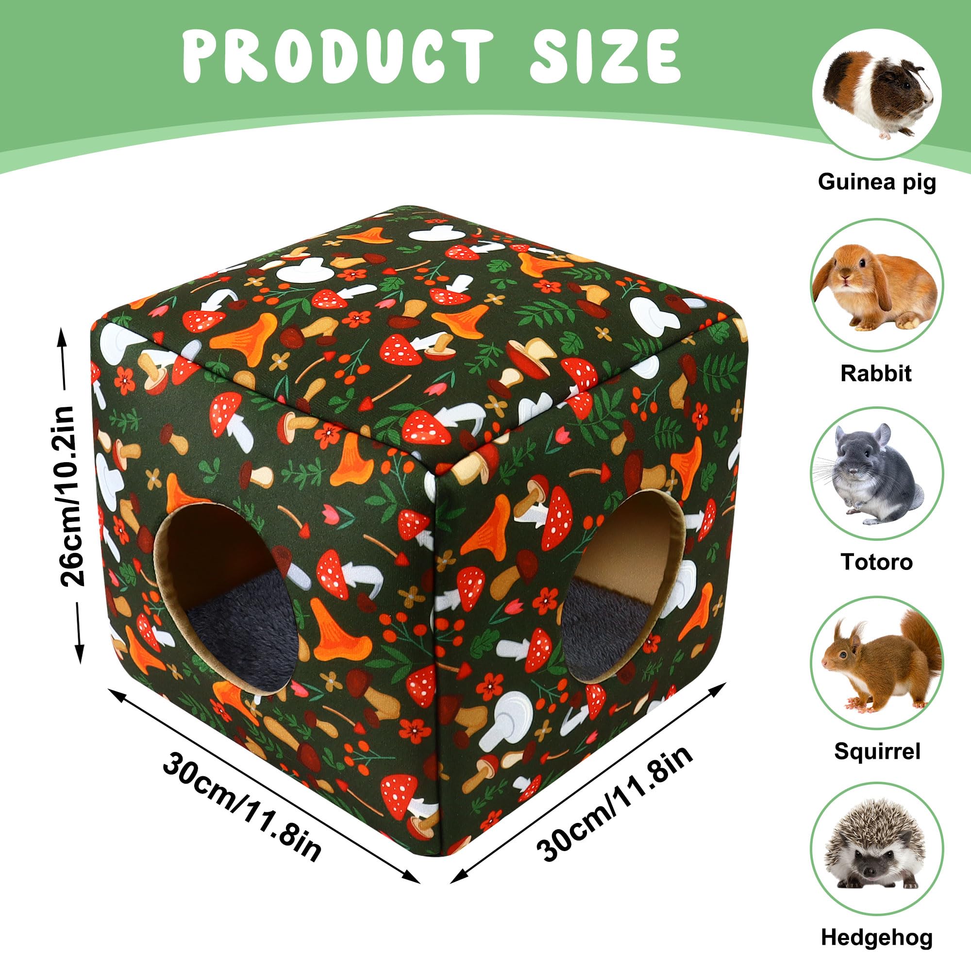 Large Guinea Pig Hideout Rabbit Bed Cubic Guinea Pig House Accessories Machine Washable Rabbit House Hideaway Hamster Bed for Small Pet Bunny Chinchilla Ferret (Colorful) - Image 2