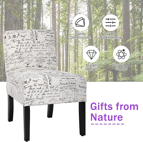 Miniatura 6 de Sillas decorativas de tela sin brazos para sillas de sala de estar, moderna silla con brazo con cojín grueso y patas de madera maciza, sillas de