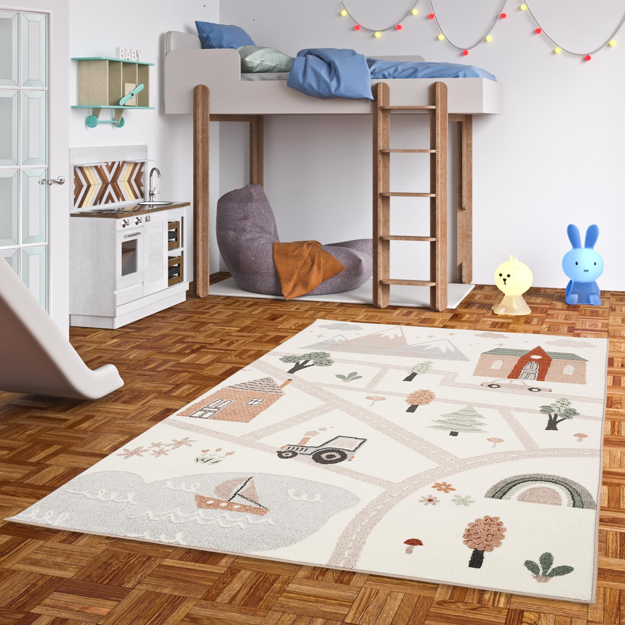 Tapis enfant doux Pergamon contre le sol froid : le tapis de jeu Little City