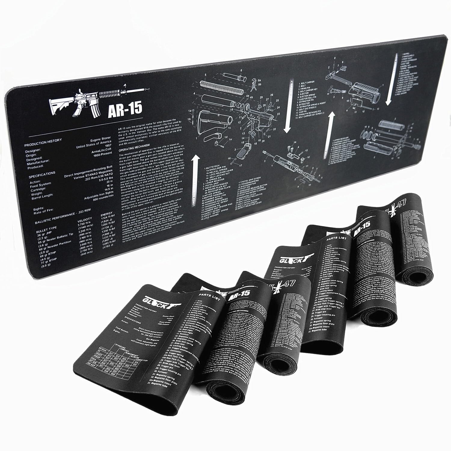 Jungle Leopard Diagramme des pièces du Tapis de Souris en Caoutchouc for Le Nettoyage des Armes à feu AR15 AK47 GL0CK SIG 1911
