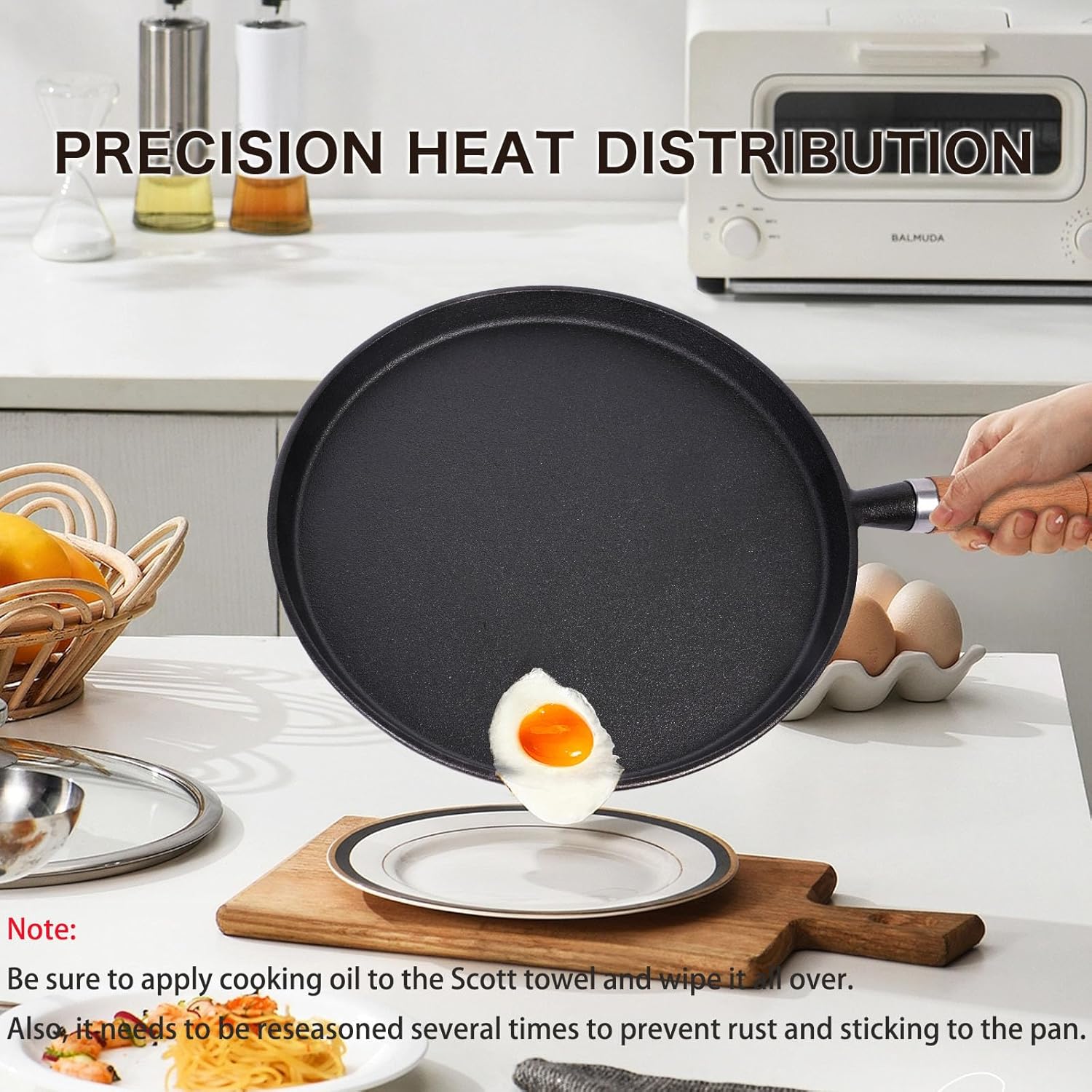 10 inch Cast Iron Crepe Pan, Cast Iron Tawa Dosa Tortilla Pan, Flat Skillet for Roti Dosa Comale - Image 5