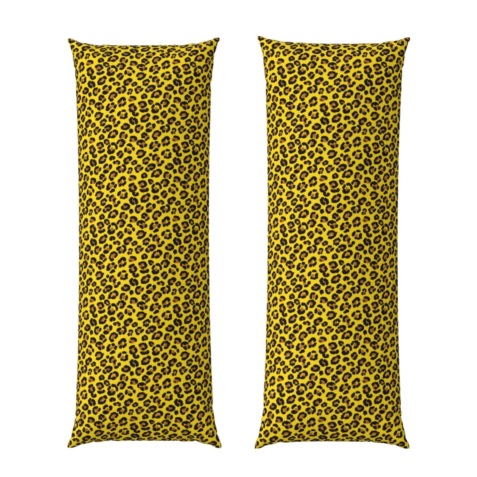 Body Pillow Cover 20x60 Cheetah Yellow Leopard Print, Premium Velvet Long Pillowcase with Hidden Zipper, Breathableffy Rectangular Case for Bedroom Home