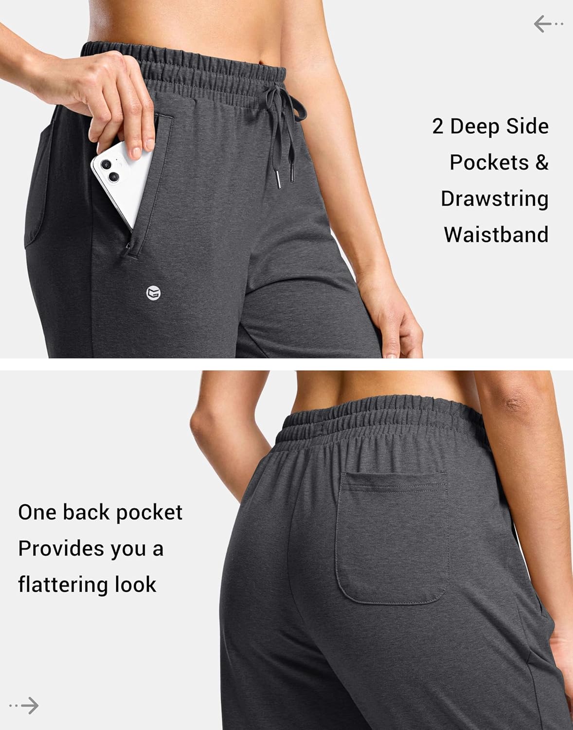 G Gradual Women's 30"/32"/34" Inseam Tall Sweatpants Cotton Joggers with Zipper Pockets Yoga Lounge Athletic Pants for Women - Image 5