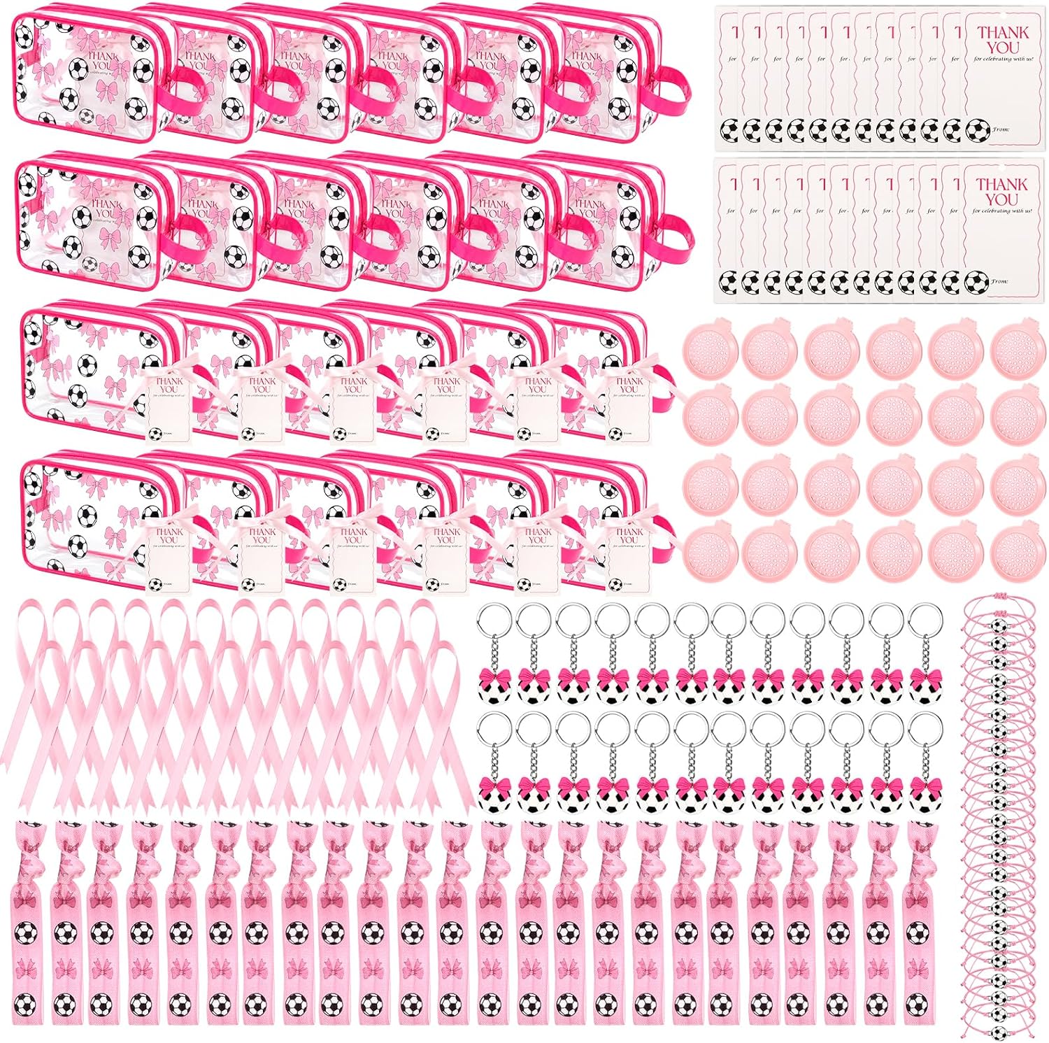 84 Pcs Pink Soccer Team Gifts Bulk Makeup Bag for Woman