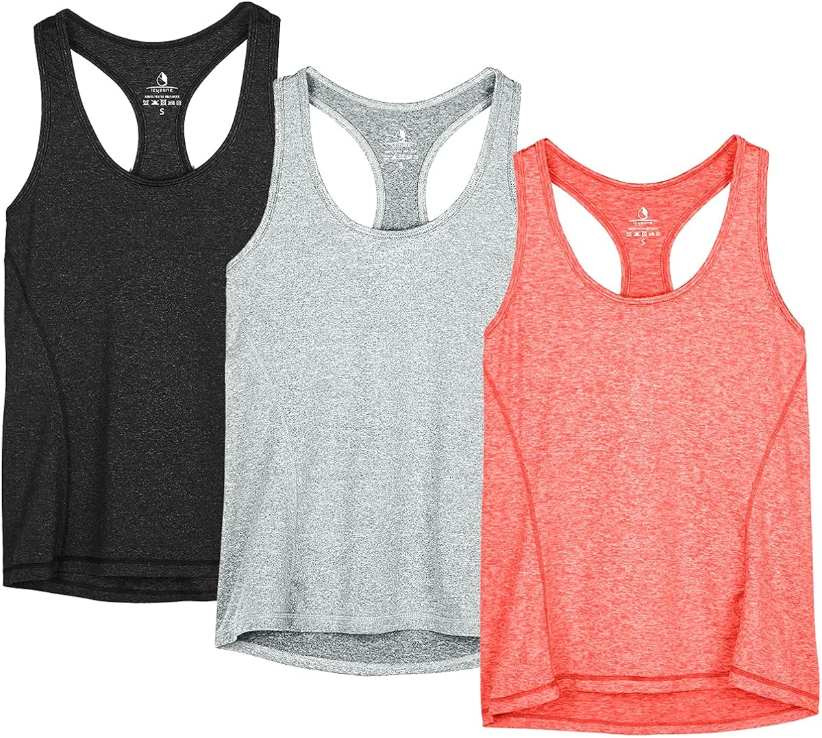 Pack de 3 camisetas sin mangas de entrenamiento con espalda cruzada para mujer