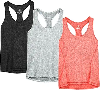 icyzone Women's Racerback Workout Athletic Running Tank Tops (Pack of 3)