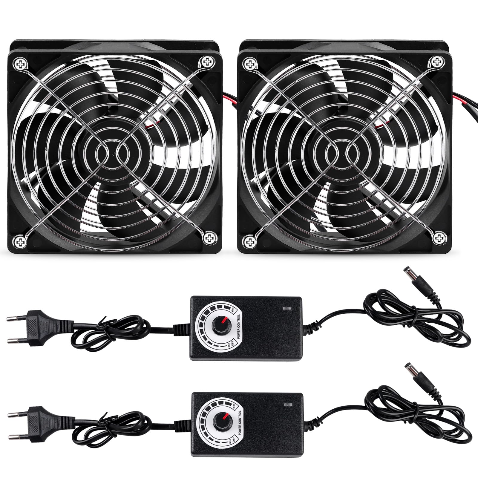 2 Pièces 120mm Ventilateur pour Boîtier PC, Ventilateur PC avec Contrôle de Vitesse, Ultra Silencieux, Double Roulement à Billes, AC 220V 2750 tr/min, Ventilateurs de Boîtier pour PC, Laptop, Routeurs
