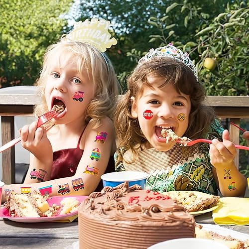 Miniatura 5 de Tren de tatuajes temporales temáticos para fiesta de cumpleaños, suministros de decoración, recuerdos, decoración de calcomanías bonitas, tatuajes,