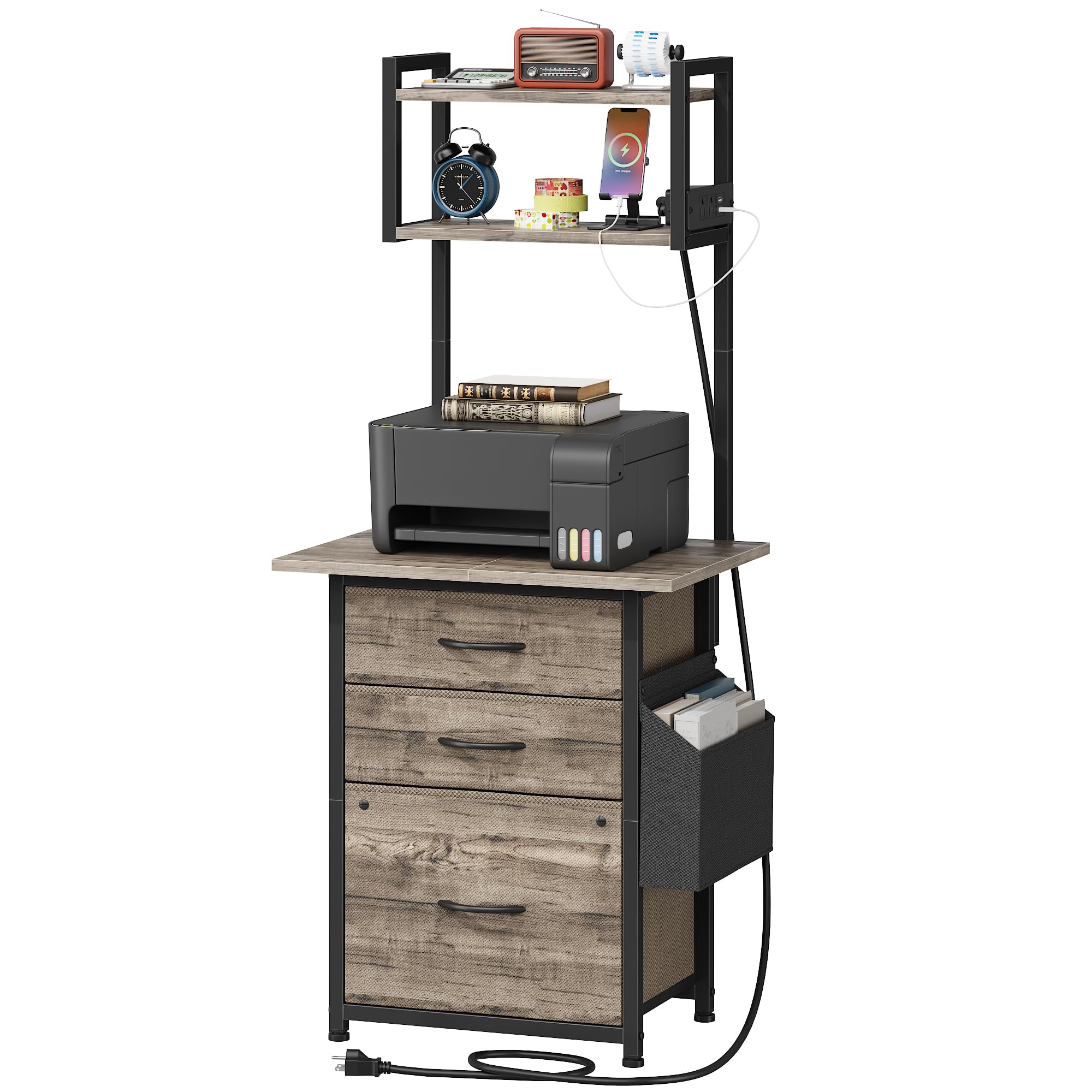 Photo 1 of HIGDBFE 49" Tall 3-Drawer File Cabinet with Charging Station - Grey
