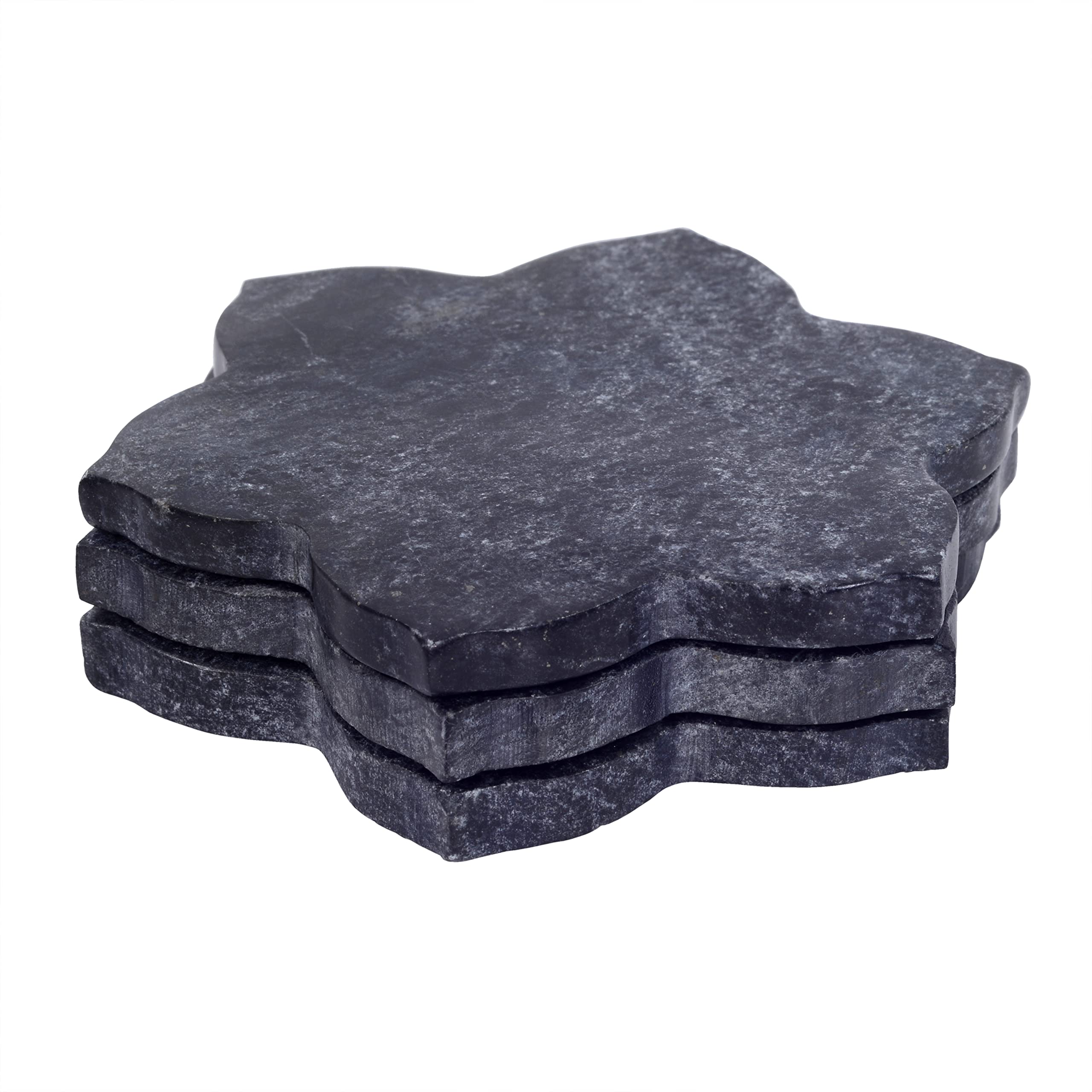 samufySamufy Black Stone Decorative Coaster Set of 3 Pieces Drink Coasters for Bar Party Dining Table Kitchen Decor Office Tea and Drink
