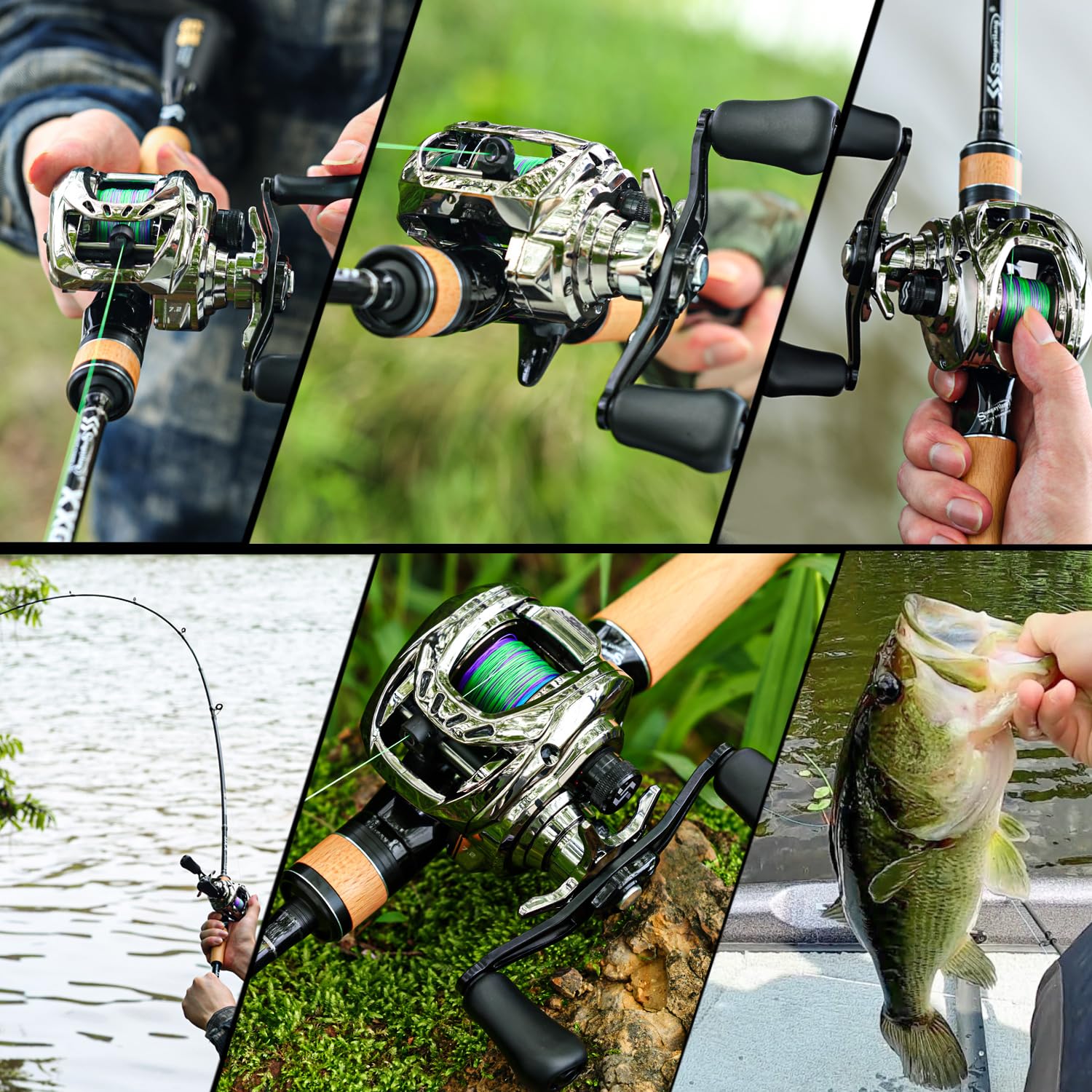 Sougayilang SSX-DC - Mulinello da baitcasting, sistema frenante digitale con controllo microcomputer, corpo in alluminio compatto, rapporto di trasmissione 7,2:1, resistenza massima 10 kg, per pesca