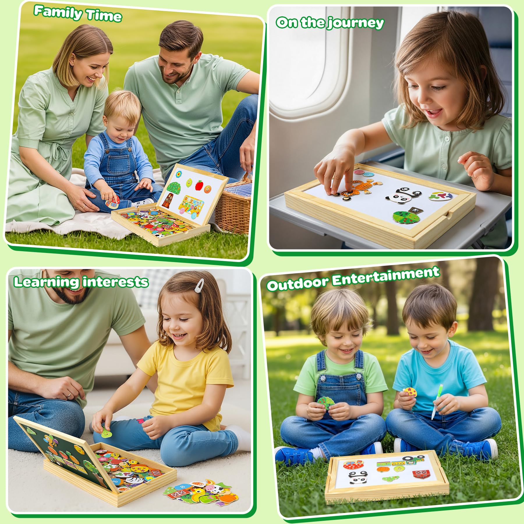 Puzzle Magnetico di Legno 130 Pezzi Montessori con Lavagna Magnetica Frutta Animale Regalo Bambini 3 4 Anni