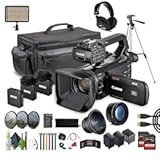 Canon XA75 PAL 4K UHD / 25p Camcorder Bundle with + 2X 128GB Memory Card + Professional Stereo Headphones + Video Tripod + Carrying Case + LED Light + Compact Digital Wireless Microphone Recorder