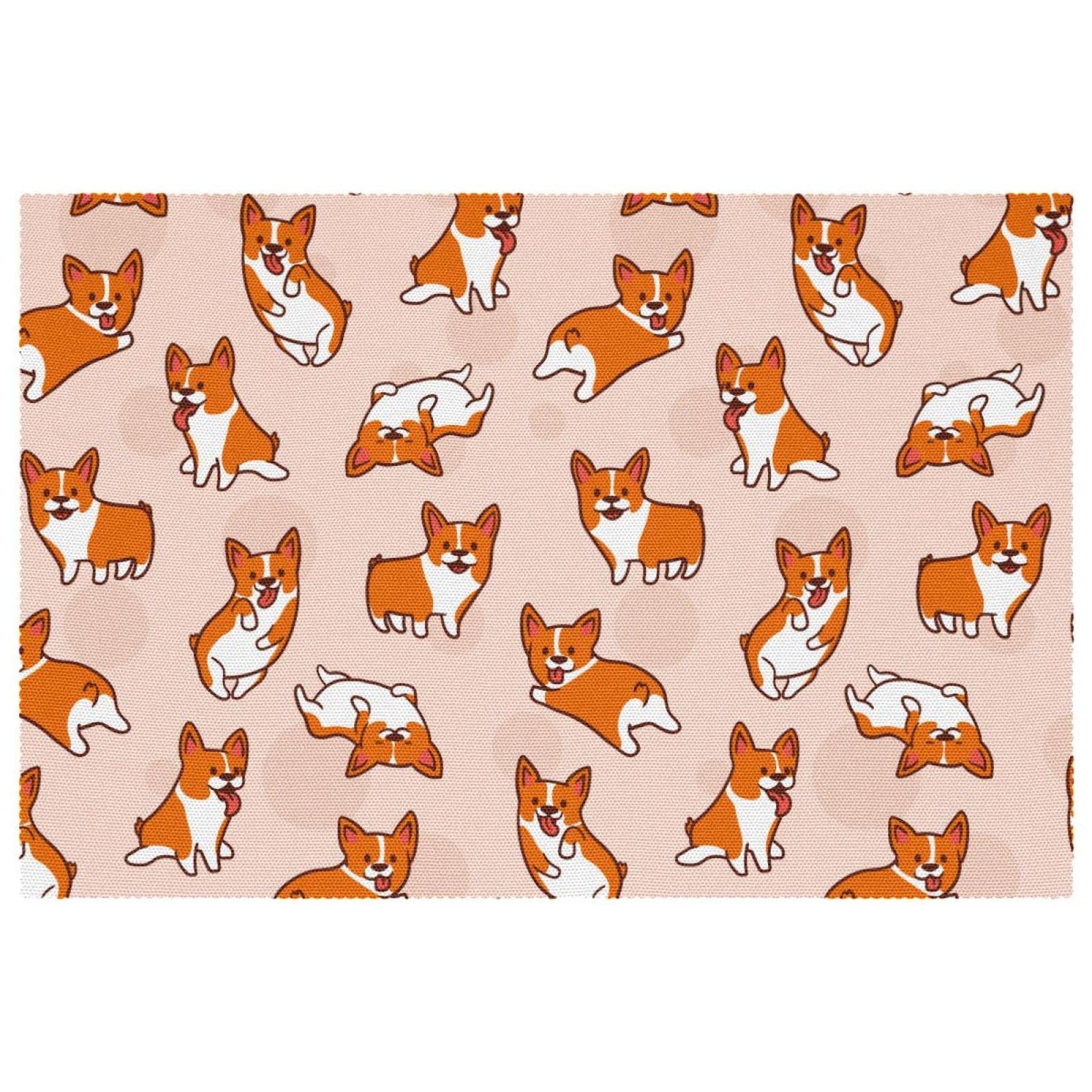 Set de table thermorésistant en Oxford lavable Corgis Rose x4