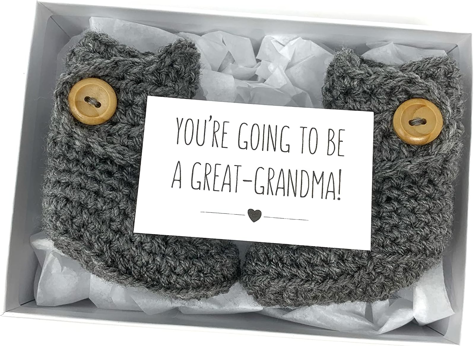 pregnancy announcement booties, great-grandma to be, crochet baby booties