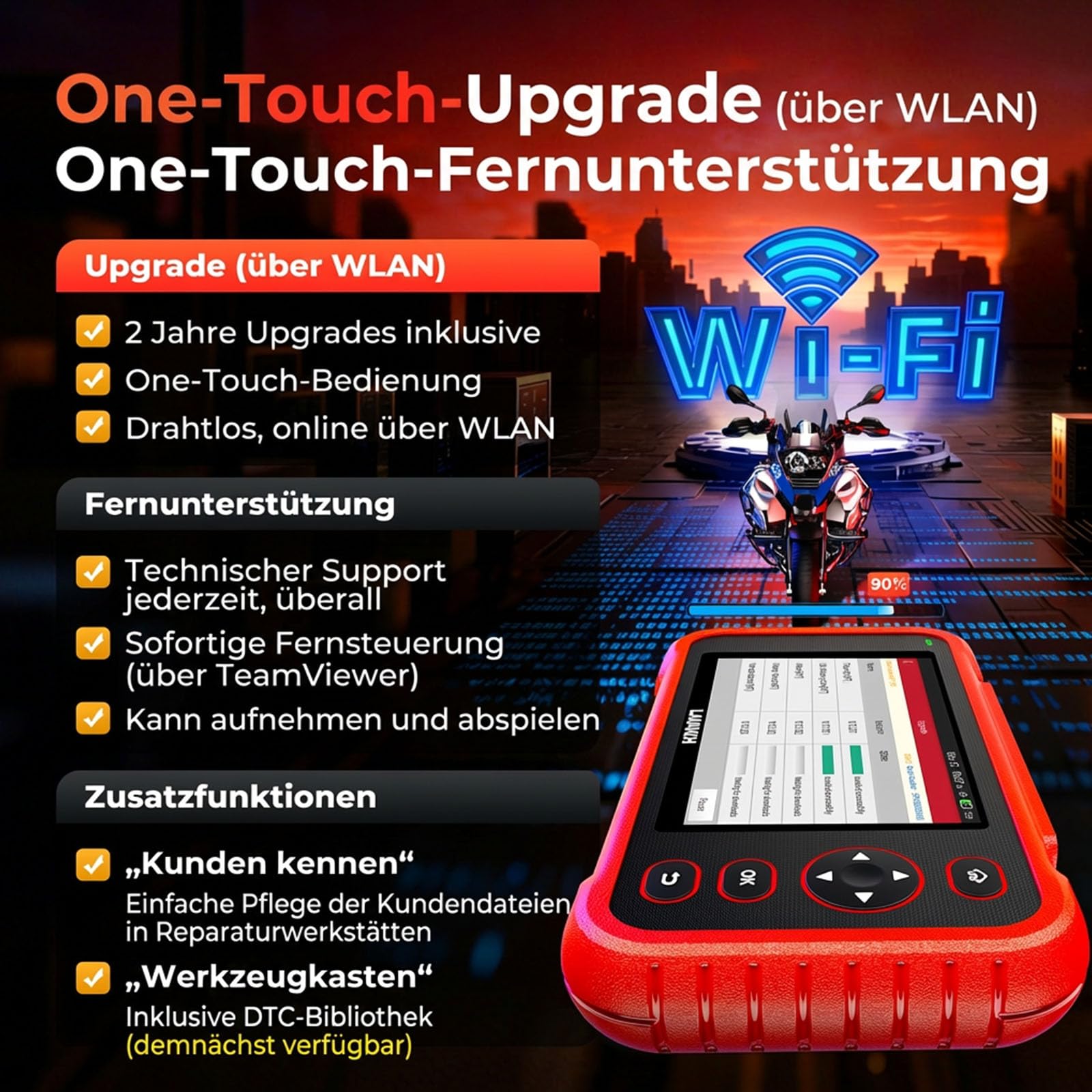 Launch CRP129 MT Pro Motorrad Diagnosegerät, OE-Allsystem-Bidirectional-Test, Reset für Harley Honda Yamaha Kawasaki, 38+ Marken, 11 Sprachen, 2 Jahre Updates