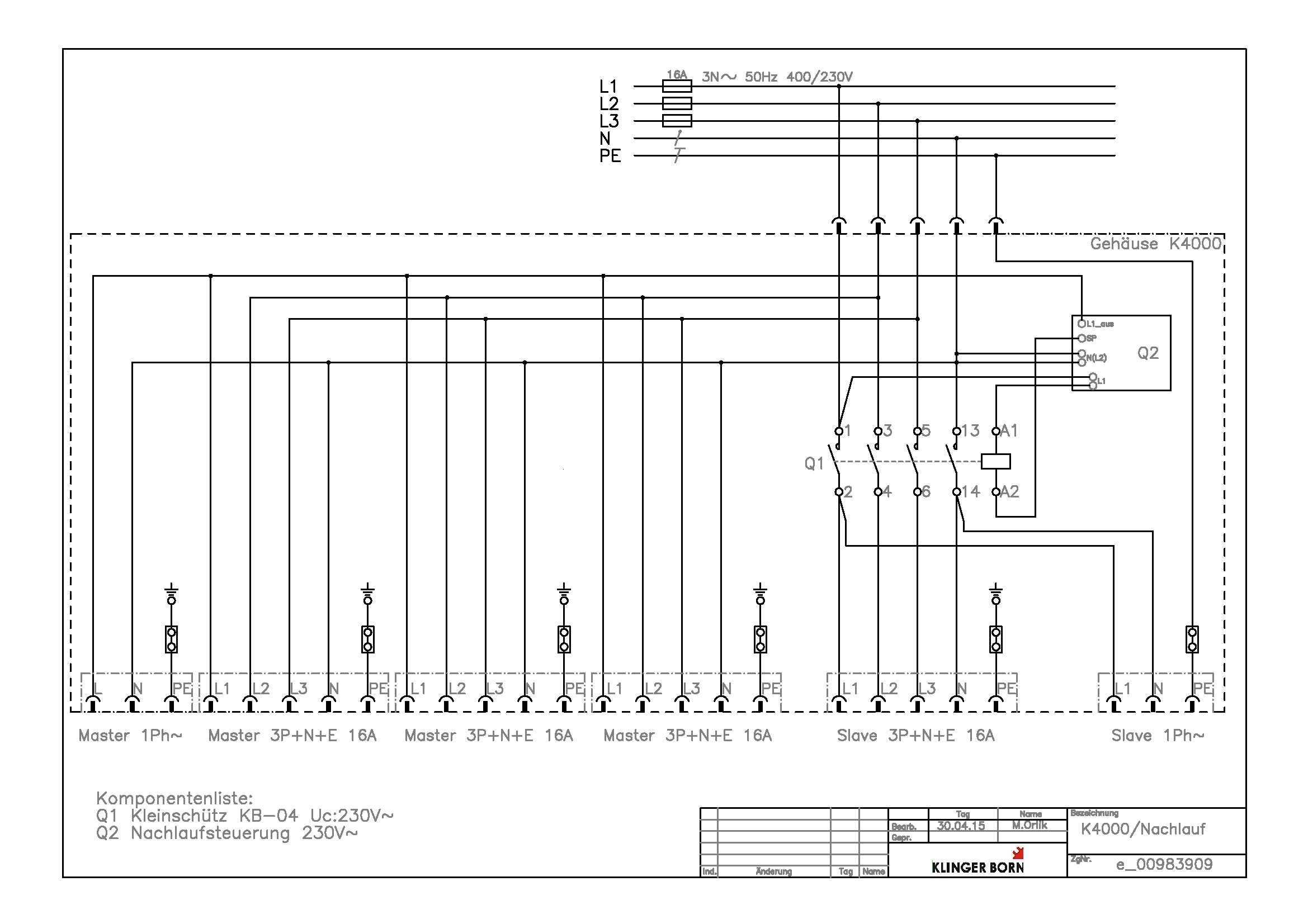 Einschaltautomatik für 3Ph-400V / 230V, Kragenstecker 16 A
