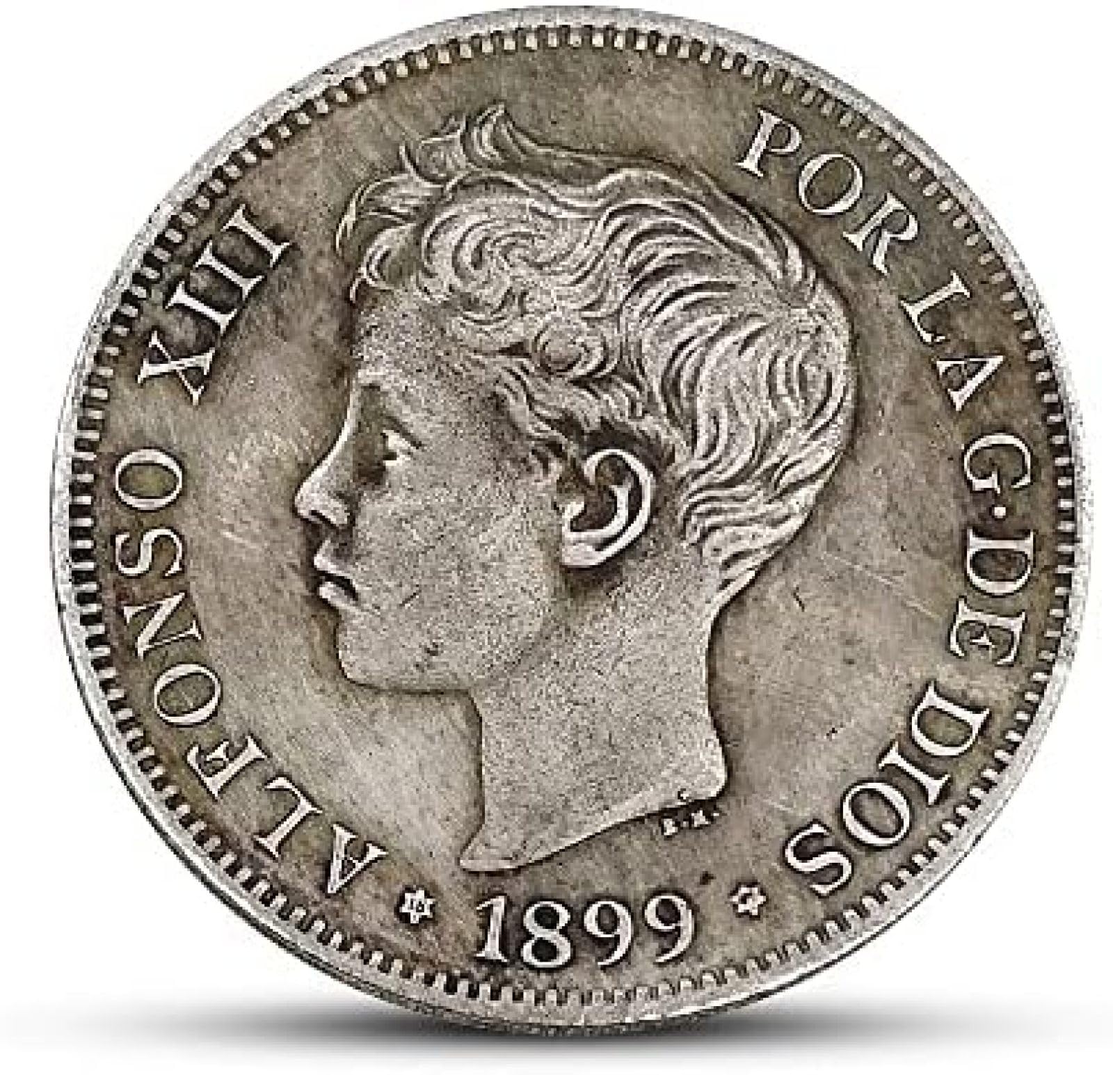 18 Juego Completo De Monedas De Plata Españolas De 5 Pesos 1869-1899 Retrato Grabado Monedas Extranjeras Antiguas, 1869
