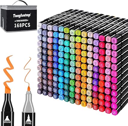 comprar material de dibujo y arte - material escolar - Tongfushop Rotulador de 120 Colores, Rotuladores Alcohol 2S Secado Rápido, Marcadores Permanent Doble Punta con Bolsa de Almacenamiento y Espaciador para Bocetos, Cómics, Colorear, Ilustrar, Esbozar