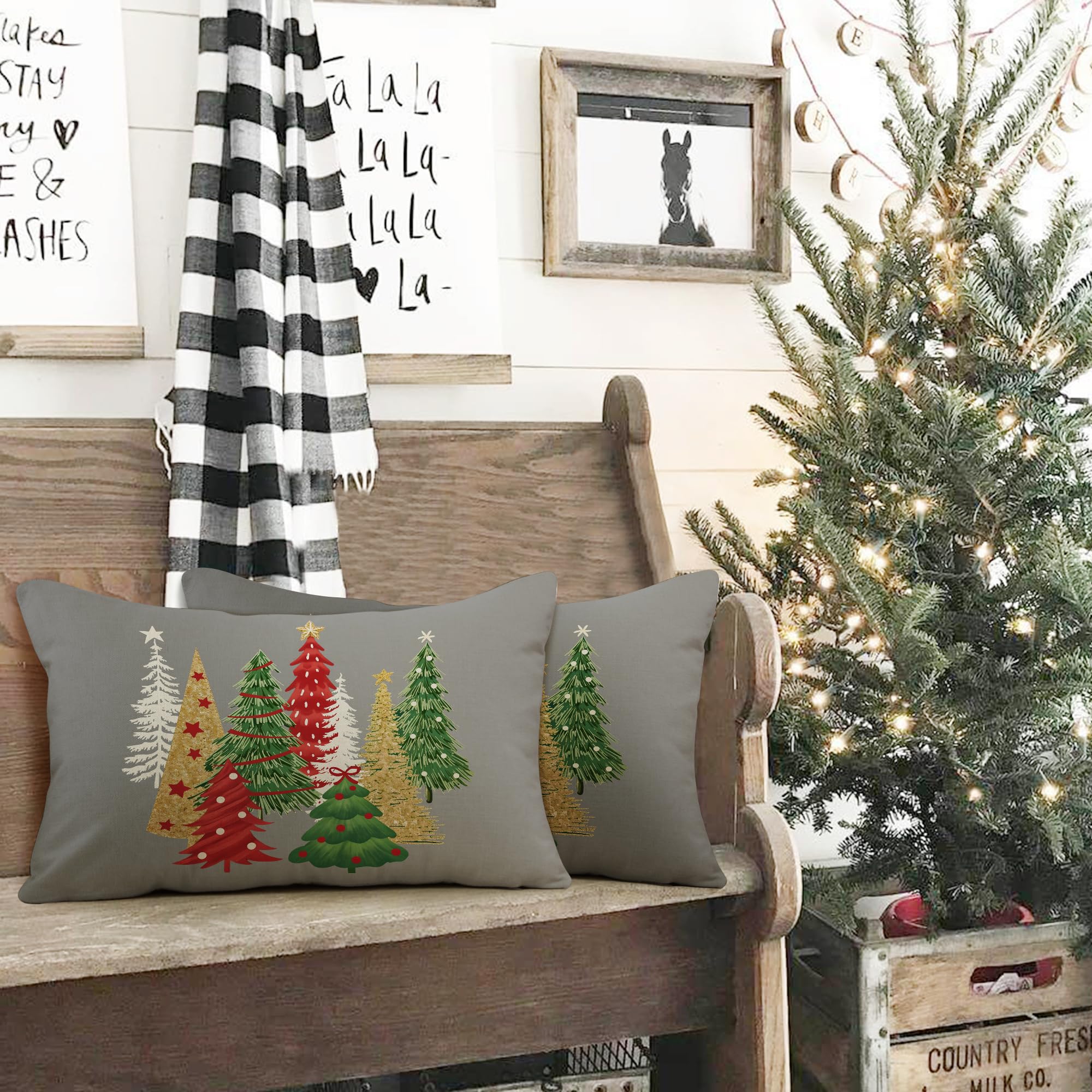 Taie D’oreiller Noël 50x30 Cm - Motif Rouge Festif | Housse Décorative Pour Canapé, Chambre