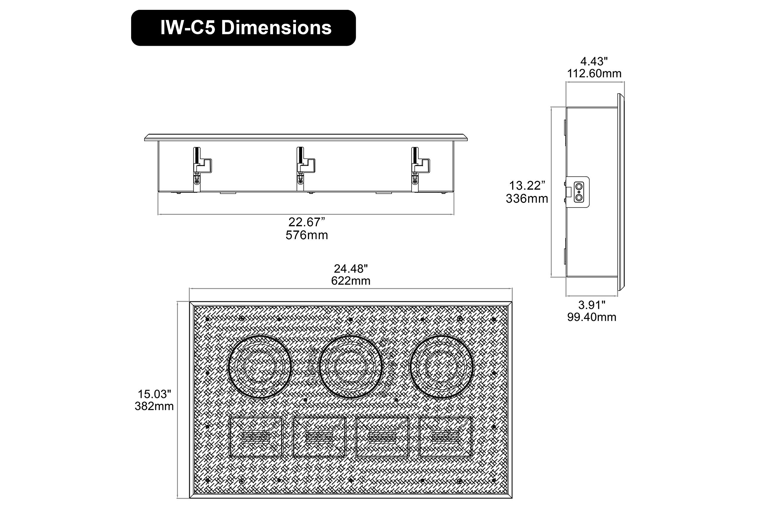Earthquake Sound IW-C5 Cinenova Clarte In Wall LCR Speaker 600 W 8 omów