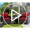 Image of DEVOKO Outdoor Wicker 3-Piece Patio Furniture Set with All-Weather Cushions & Rust Resistant Metal Frame UV-Resistant Furniture Design Perfect for Garden Balcony(Dark Brown & Red)