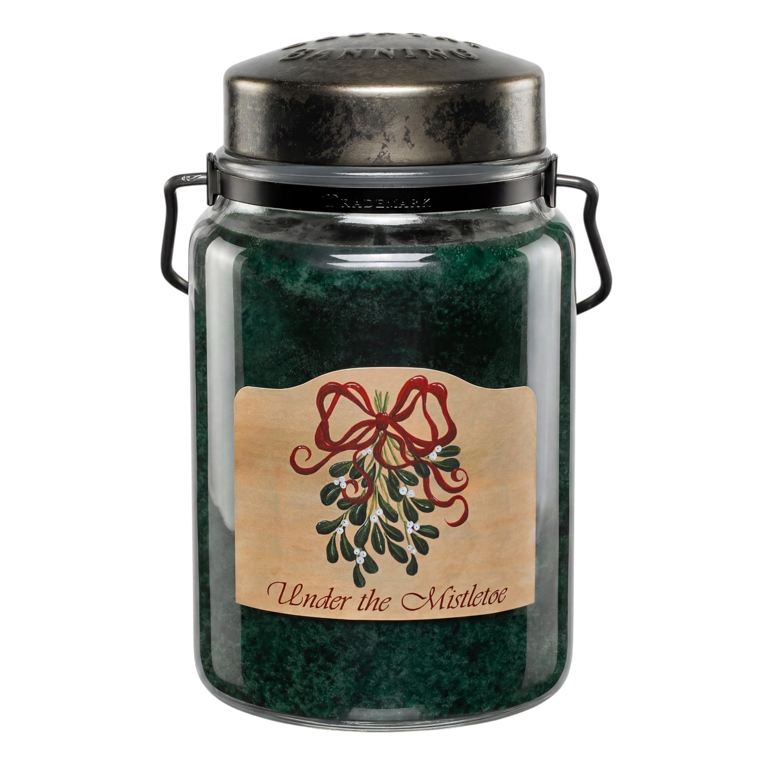 McCall’s Candles | Under the Mistletoe | 26 oz Scented Candle | USA-Poured | Vintage Rustic Jar with Carrying Handle | Holiday Balsam, Cinnamon &amp; Clove Fragrance
