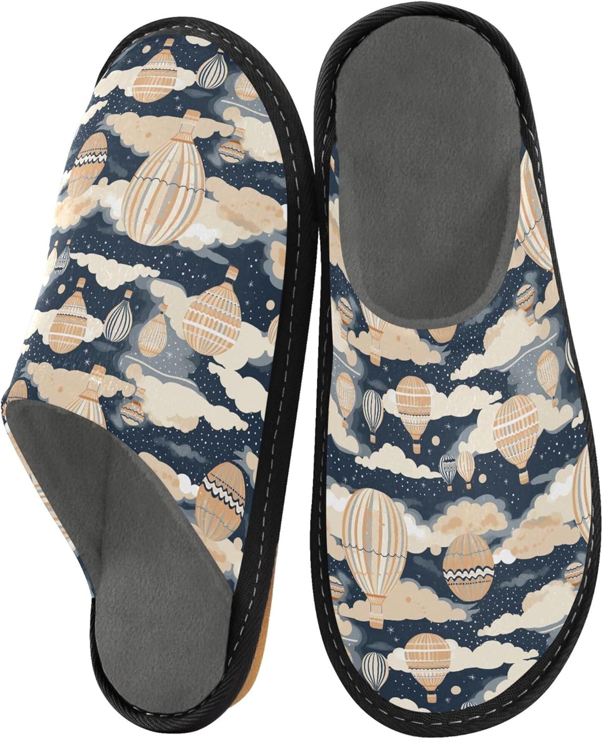Hot Air Balloon House Slippers – Cozy Fuzzy Slippers for Guests, Washable & Disposable, Perfect for Shoeless Home, Spa & Hotel Use A110828