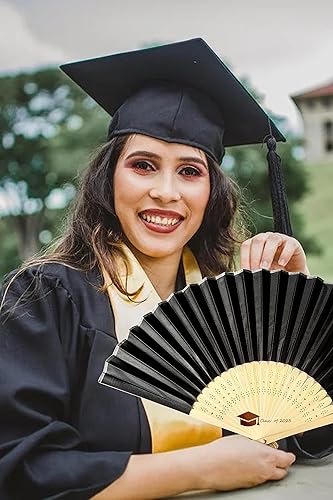 Miniatura 5 de Abanicos de mano personalizados a granel ventiladores de seda personalizados con grabado en el mango, regalos de fiesta para invitados, abanicos de