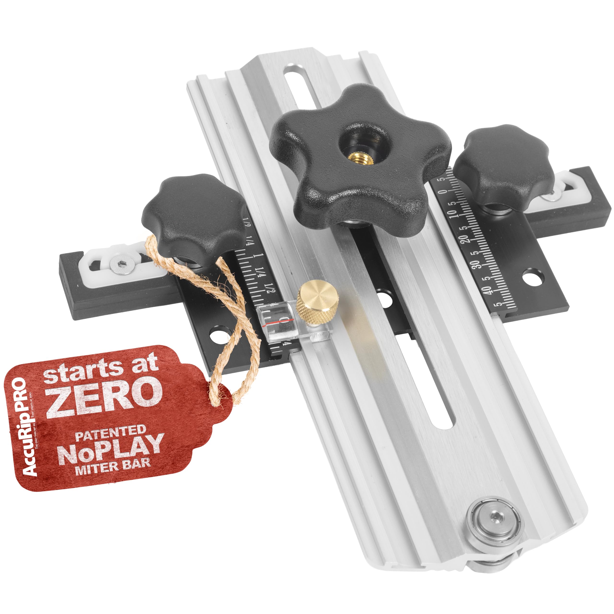 AccuRip Pro Thin Rip Jig – Table Saw Thin Strip Cutting Jig with NoPlay Expandable Miter Bar, Dual Lock Precision Adjustment, Reversible Metric and